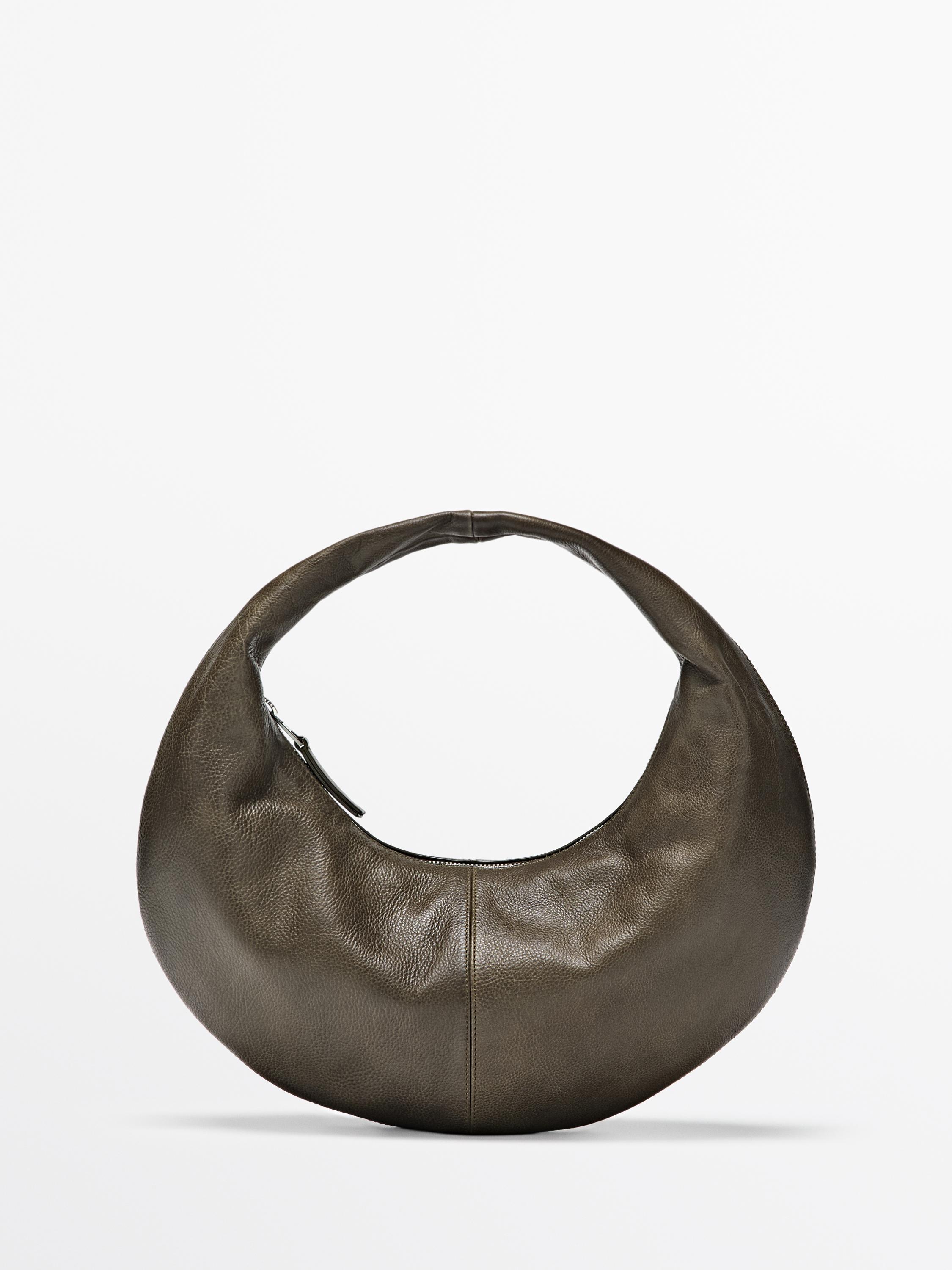 Sac demi-lune moyen en cuir nappa